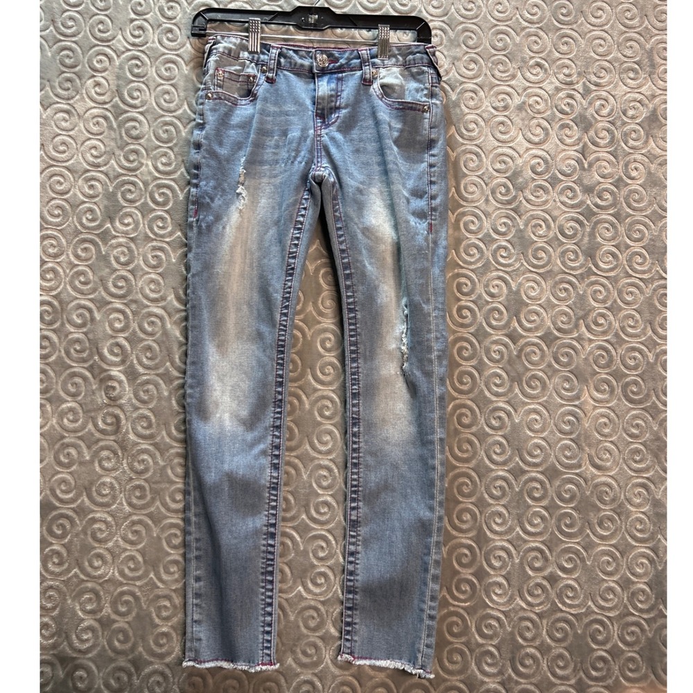 True Religion Kids Jeans Size 12 Distressed Blue Denim Frayed‎ Hem